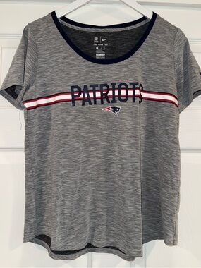Nike Patriots Grey Athletic Tee with Red & White Stripe